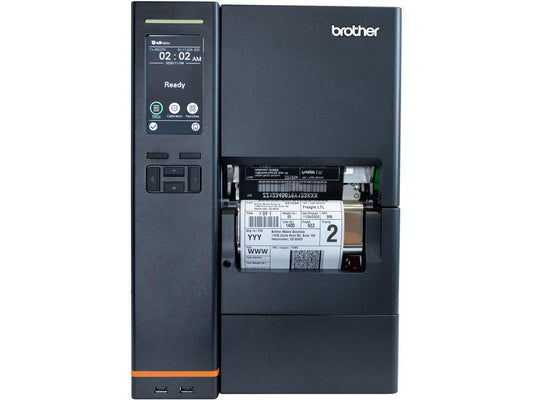 The Brother TJ4522TNWB is a 4.5-inch industrial thermal label printer designed for high-volume, professional applications. With a print resolution of 300 dpi and speeds up to 12ips, it includes a full roll rewind, color touch panel, and versatile connectivity options such as WLAN, LAN, USB, serial, and dual host-USB. Backed by a 2-year Premier Warranty, it offers dependable performance for complex labeling environments.
