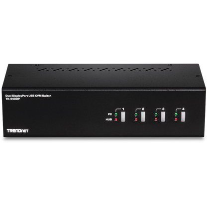 Commutateur KVM DisplayPort à 4 ports pour deux écrans TRENDnet TK-440DP