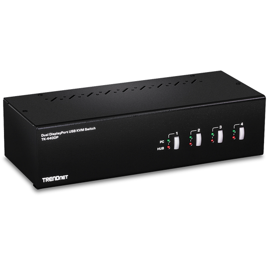 Commutateur KVM DisplayPort à 4 ports pour deux écrans TRENDnet TK-440DP
