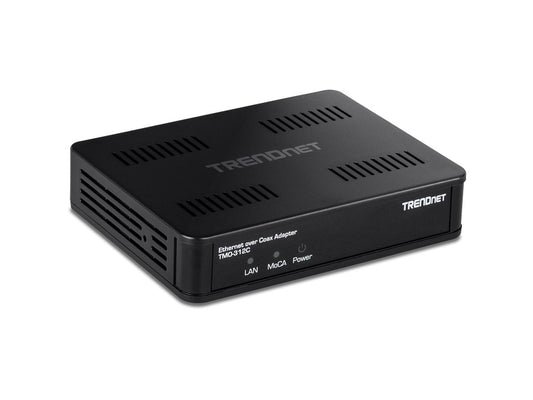 The TRENDnet MoCA 2.5 Ethernet over Coax Adapter provides high-speed connectivity using existing coaxial cabling. With data transfer rates of up to 2.5 Gbps and gigabit Ethernet support, it's ideal for bandwidth-intensive applications. This external adapter streamlines network expansion without requiring additional wiring.