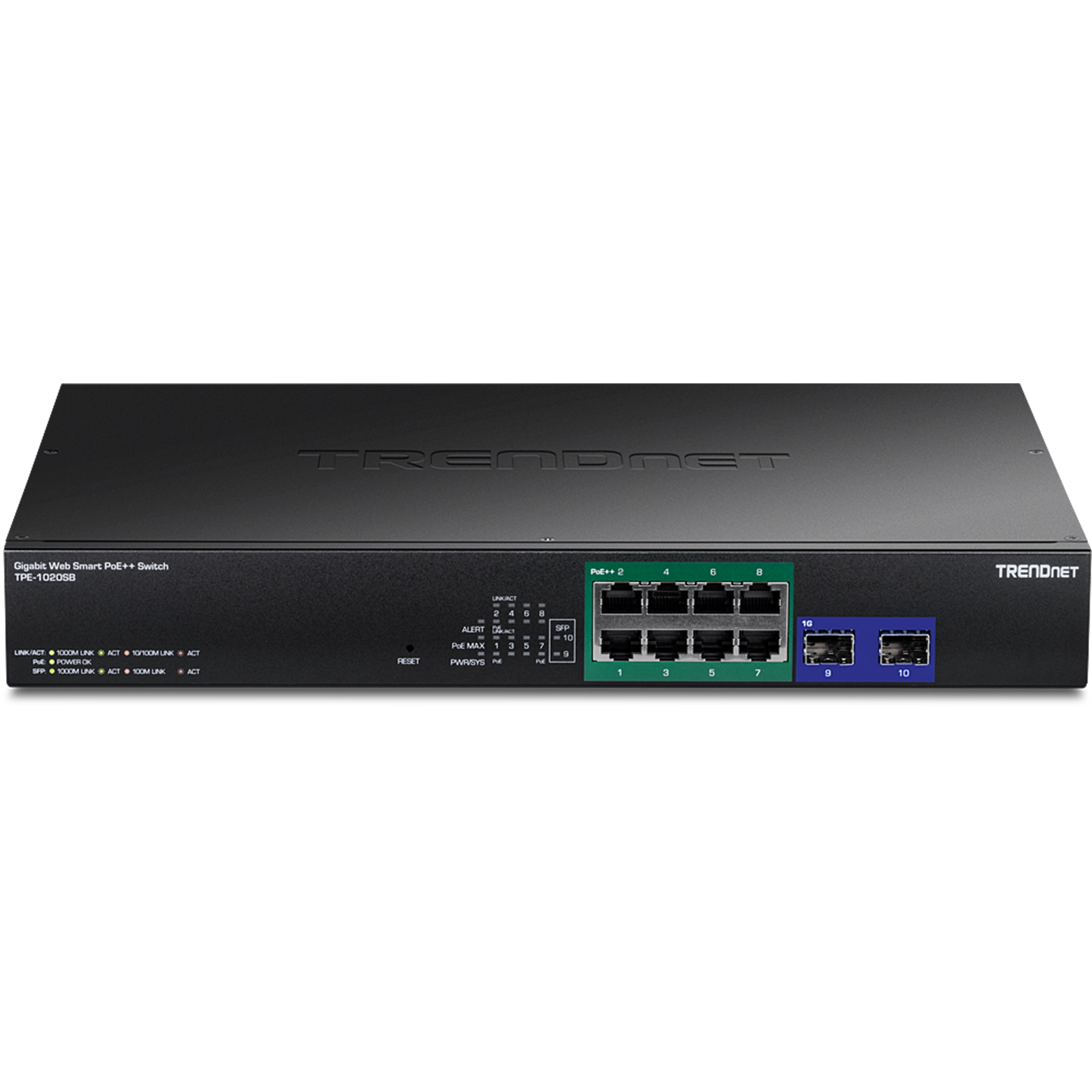 Commutateur Web Smart PoE++ Gigabit 10 ports TRENDnet TPE-1020SB