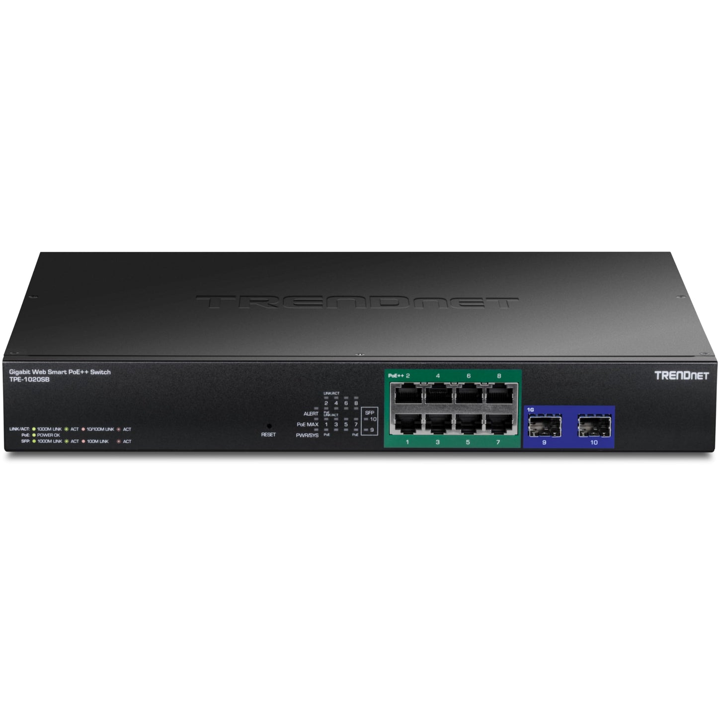 Commutateur Web Smart PoE++ Gigabit 10 ports TRENDnet TPE-1020SB