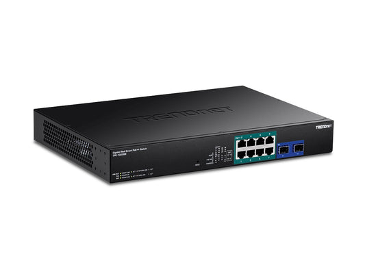 The TRENDnet TPE-1020SB is a 10-port Gigabit Web Smart Switch designed for high-performance networking with advanced PoE++ capabilities. Featuring an 8-port 95W PoE++ configuration and two SFP slots, it offers robust connectivity for demanding SMB networks. This switch includes a user-friendly web-based interface and advanced traffic management, making it ideal for scalable deployments.