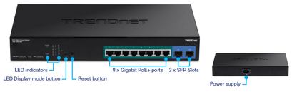 Commutateur Web intelligent PoE+ Gigabit 10 ports TRENDnet TPE-1021WS