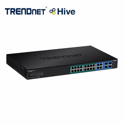 TRENDnet TPE-1620WSF 20-Port Gigabit PoE+ Switch with 2 SFP & 370W Power Supply