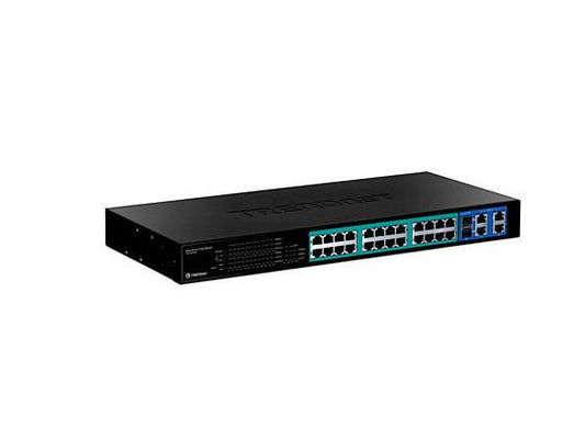 24-port 10/100Mbps Web Smart PoE Switch w/ 4 Gigabit Ports and 2 Mini-GBIC Slots