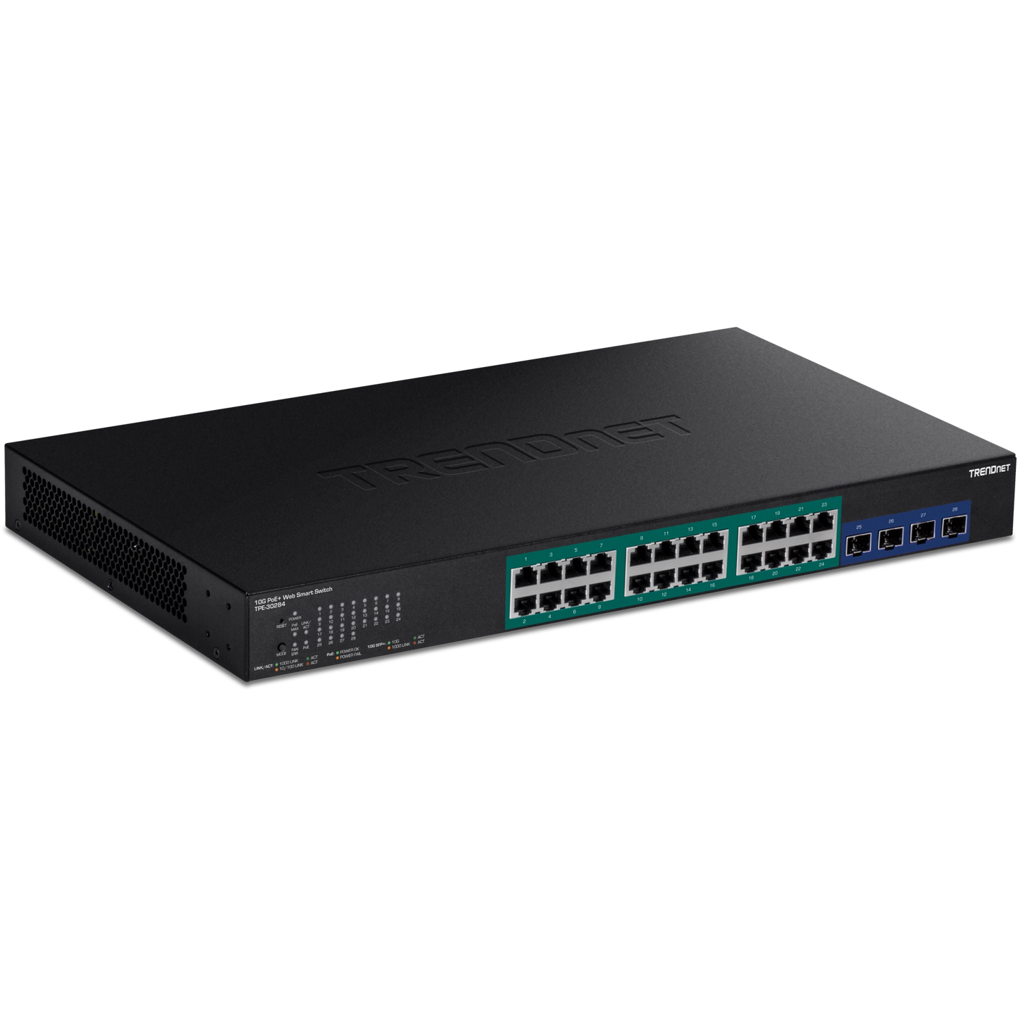 TRENDnet TPE-30284 28-Port Gigabit Web Smart PoE+ Switch with 10G SFP+