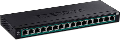 TRENDnet TPE-TG160H 16-Port Gigabit PoE+ Switch (123W)