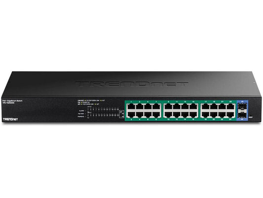 The TRENDnet TPE-TG262ES is a 26-port Gigabit EdgeSmart PoE+ switch designed for high-performance, scalable network deployment. Featuring 24 PoE+ Gigabit ports with a total budget of 380W and two dedicated SFP ports, this rack-mountable unit is energy-efficient and suitable for both enterprise and SMB environments. With robust connectivity and smart management features, it delivers reliable performance in demanding IT infrastructures.