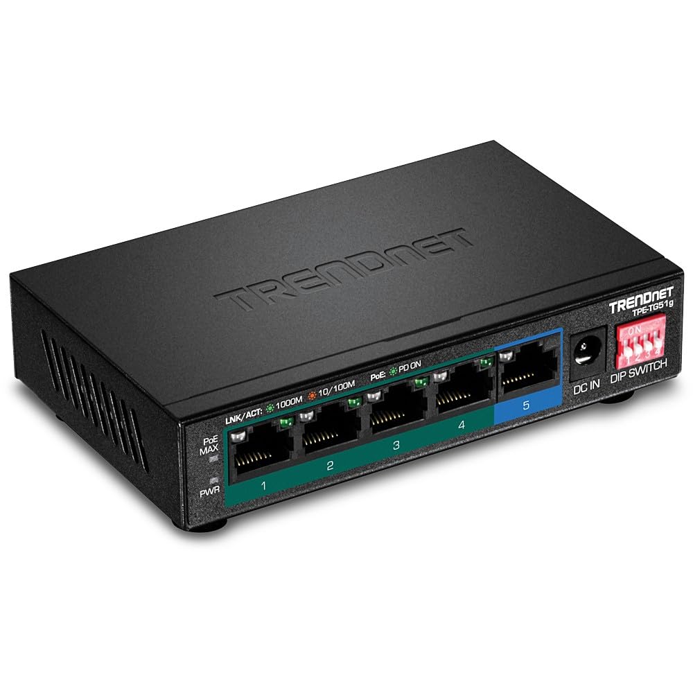 TRENDnet TPE-TG51G 5-Port Gigabit PoE+ Switch (60W)
