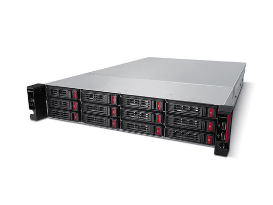 The BUFFALO TERASTATION 51220RH is a high-capacity enterprise NAS featuring 192TB of storage across 12 bays, fully populated with enterprise-grade 16TB drives. Designed in a 2U rackmount form factor, it supports dual 10GbE connections, RAID configurations, and iSCSI, making it ideal for demanding data environments. TAA-compliant and built in Japan, it comes complete with a rail kit for straightforward deployment.