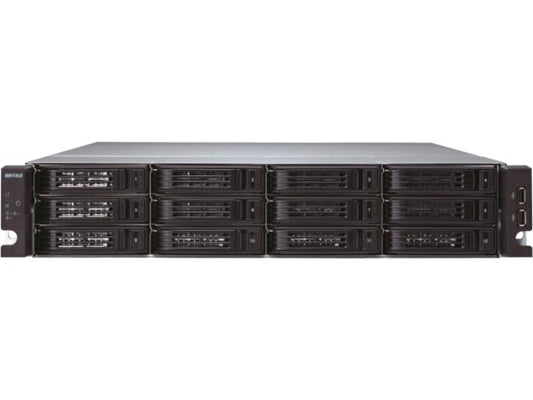 The Buffalo TeraStation 71210RH is a powerful 2U rackmount NAS with 64TB of enterprise-class storage pre-installed and 12 total bays for scalable growth. It features a Xeon processor, four 10GbE interfaces, RAID support, and redundant power supplies. Ideal for SMBs and enterprise IT environments, it includes a 5-year warranty with registration.