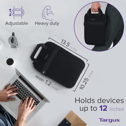 Étui vertical TARGUS avec poignées escamotables pour ordinateurs portables 12" - Noir