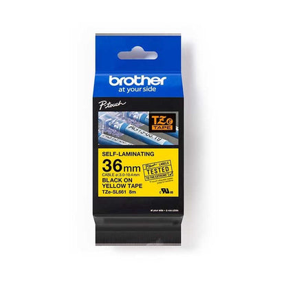 Ruban d'étiquettes auto-plastifié Brother TZeSL261 36 mm, noir sur blanc