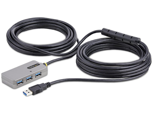 USB EXTENDER HUB, 10M USB 3.0 EXTENSION CABLE WITH 4-PORT USB-A HUB, ACTIVE/BUS POWERED USB REPEATER CABLE, OPTIONAL 20W POWER SUPPLY INCLUDED