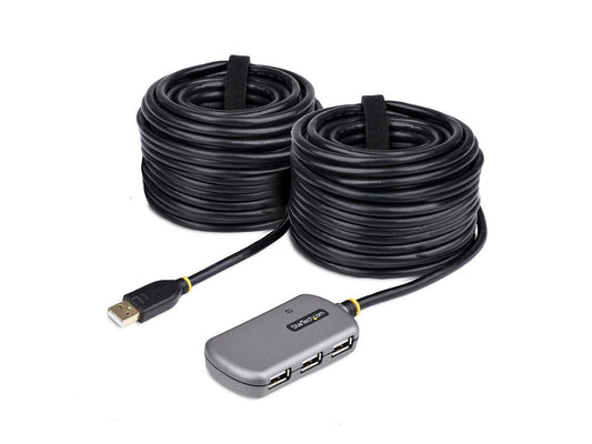 USB EXTENDER HUB, 24M USB 2.0 EXTENSION CABLE WITH 4-PORT USB-A HUB, ACTIVE/BUS POWERED USB REPEATER CABLE, OPTIONAL 10W POWER SUPPLY INCLUDED
