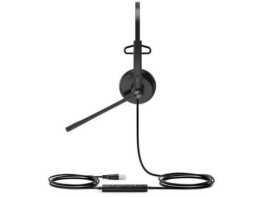 The Yealink UH34 Mono UC is a professional USB-wired monaural headset optimized for Unified Communications. Featuring a noise-canceling unidirectional microphone, USB-A 2.0 interface, and lightweight design at just 88 g, it provides all-day comfort. On-ear leather ear cushions and in-line controls make it ideal for enterprise environments.