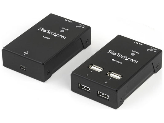 4 Port USB 2.0-Over-Cat5 / 6 Extender - up to 130ft (40m) - Cost-effective &amp; Compact USB Extension - 2 Top Ports