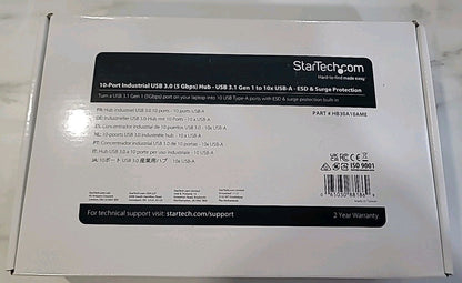 Hub USB 2.0 industriel StarTech 10 ports avec protection ESD et options de montage