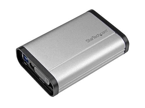 Capture and record uncompressed DVI video at 1080p 60fps directly to your computer with the StarTech USB32DVCAPRO. This compact USB 3.0 video capture device includes support for embedded 3.5mm analog audio, making it ideal for professional media archiving, software training, and live streaming setups. Housed in a durable aluminum enclosure, it offers reliable performance with TAA compliance and a 2-year manufacturer warranty.