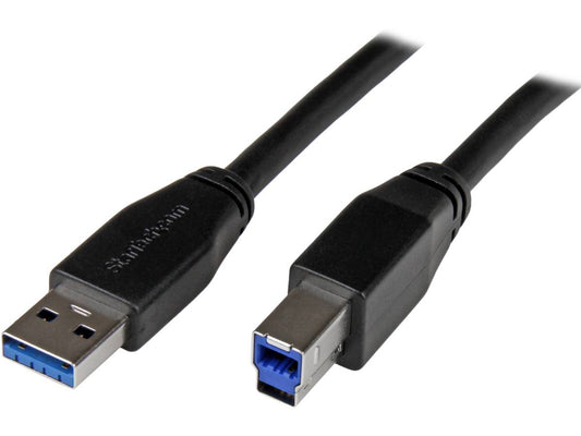 Connect high-speed USB 3.0 devices up to 10 meters away with StarTech's 30ft Active USB-A to USB-B Cable. Designed for performance and compliance, it supports USB 3.0 speeds of up to 5 Gbps with no signal loss. Ideal for business and industrial applications requiring extended reach and reliability.