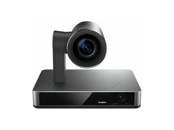 The Yealink UVC86 is a high-performance 4K dual-eye camera designed for professional-grade video conferencing. It includes a VCR20 remote control, USB and CAT5e cables, power adapter, and wall mount bracket. This black version also comes with a 2-year hardware warranty, making it a reliable choice for modern meeting spaces.