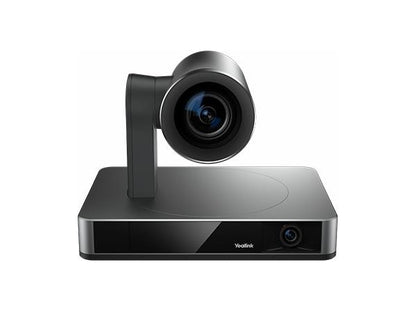 The Yealink UVC86 is a high-performance 4K dual-eye camera designed for professional-grade video conferencing. It includes a VCR20 remote control, USB and CAT5e cables, power adapter, and wall mount bracket. This black version also comes with a 2-year hardware warranty, making it a reliable choice for modern meeting spaces.