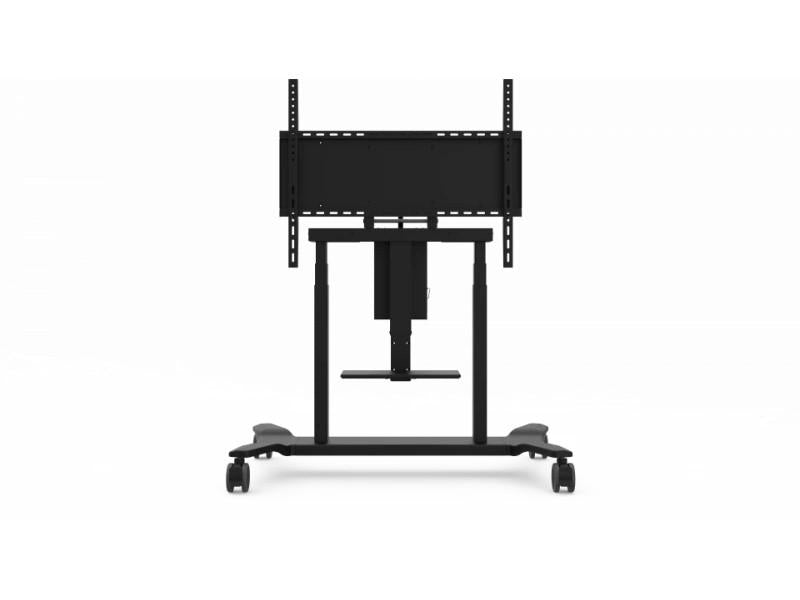 Electric Height Adjustable Mobile Cart With Smooth Motorized Lift, Laptop Tray, Black.