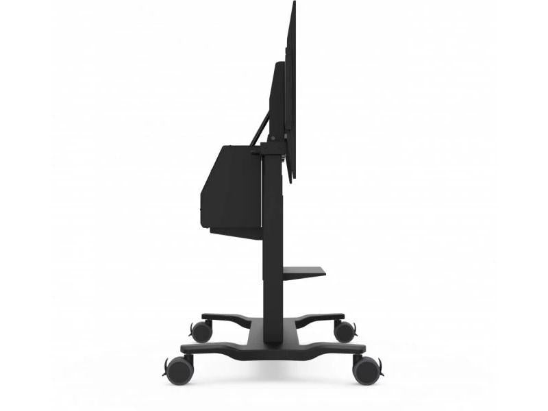 Electric Height Adjustable Mobile Cart With Smooth Motorized Lift, Laptop Tray, Black.