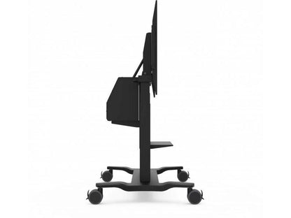 Electric Height Adjustable Mobile Cart With Smooth Motorized Lift, Laptop Tray, Black.