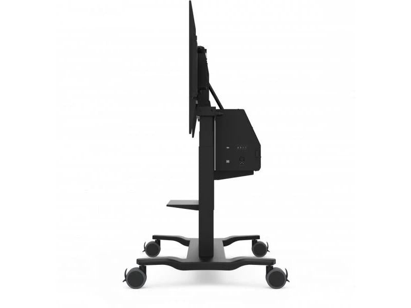 Electric Height Adjustable Mobile Cart With Smooth Motorized Lift, Laptop Tray, Black.