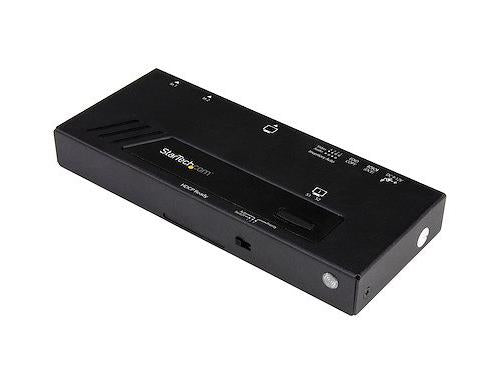 Switch between two HDMI sources and a single display with the StarTech 2-Port Automatic HDMI Video Switch, supporting crisp 4K Ultra HD resolution. Designed for fast and seamless transitions, it includes RS-232 serial control and TAA compliance for professional AV deployments. Durable steel housing adds long-term reliability.