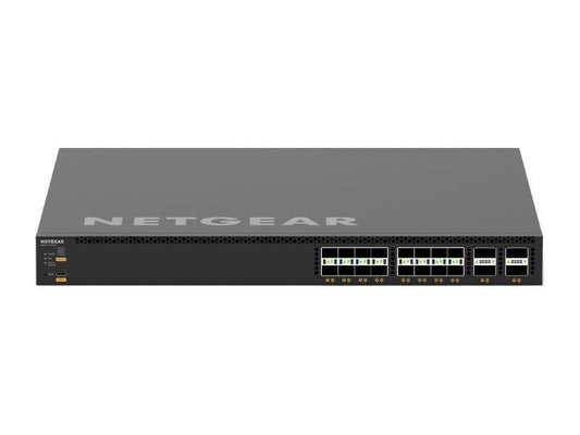 The NETGEAR M4350-16V4C is a fully managed, rack-mountable switch designed for high-performance enterprise and data center environments. With 20 ports, including 16 high-speed SFP28 and 4 ultra-fast QSFP28 uplinks, it delivers versatile connectivity options. TAA-compliant and built for advanced layer 3 features, it's ideal for scalable networking needs.