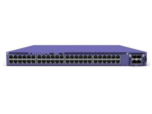 ExtremeSwitching VSP 4900 with 48 10/100/1000Mb FDX/HDX ports MACSEC capable with 802.3at PoE (30W) includes fan modules VOSS operating system 1