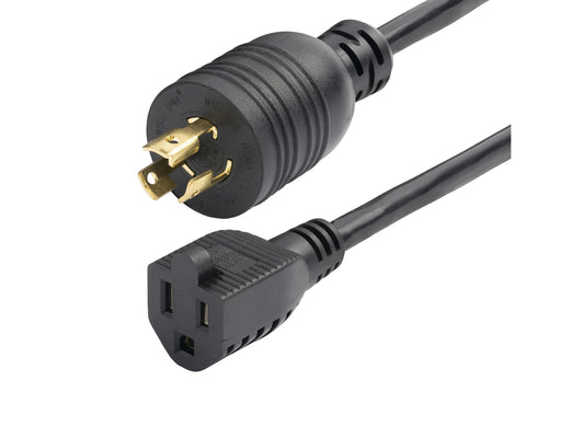 1ft (30cm) Heavy Duty Power Cord, Twist-Lock NEMA L5-15P to NEMA 5-15R 15A 125V, 14AWG, Heavy Gauge Plug Converter Cable - UL Listed
