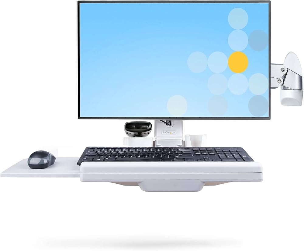 StarTech Wall Mount Sit-Stand Workstation with VESA Monitor Arm