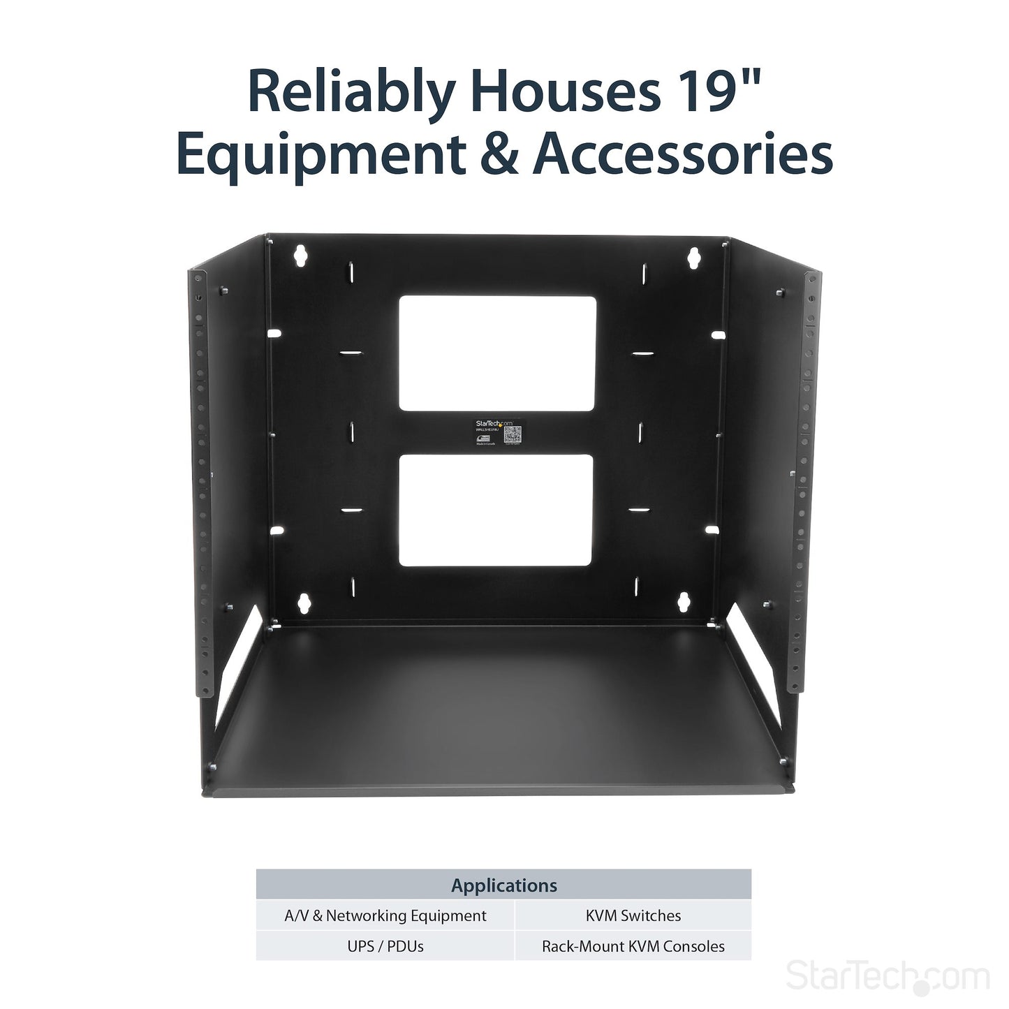 StarTech WALLSHELF8U Rack serveur mural 8U avec étagère, noir