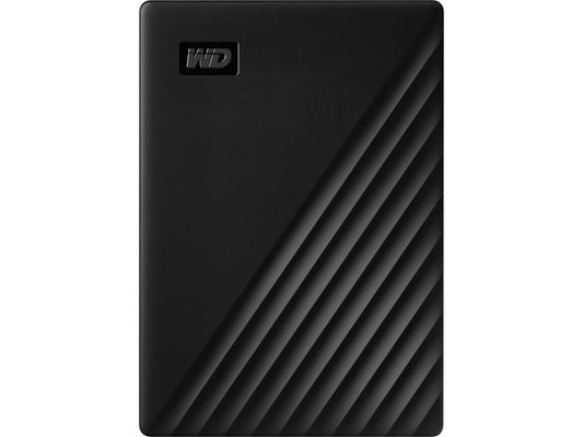 WD 1TB My Passport Portable Hard Drive Black with Password Protection and Auto Backup Software. Designed for ultra-portability and secure storage, it comes with a USB 3.2 interface for fast data transfer and a compact form factor ideal for on-the-go use. Includes a 3-year limited warranty for added peace of mind.