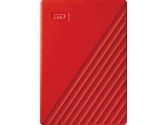 WD 2TB My Passport USB 3.2 Gen 1 External Hard Drive in Red delivers portable, high-speed storage backed by a 3-year limited warranty. This slim, lightweight drive is ideal for backing up files or expanding storage capacity across compatible systems, with transfer speeds up to 5 Gbps.