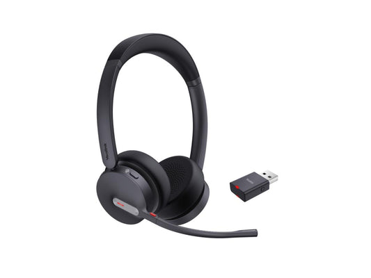 The Yealink WH64 Hybrid Dual Teams delivers exceptional wireless performance through both DECT and Bluetooth technologies. Offering Acoustic Shield Technology 2.0 and ultra-long connectivity range, it is designed to support high-quality communication in professional environments. With up to 32 hours of call time and an ergonomic on-ear form factor, the WH64 ensures comfort and productivity for all-day use.