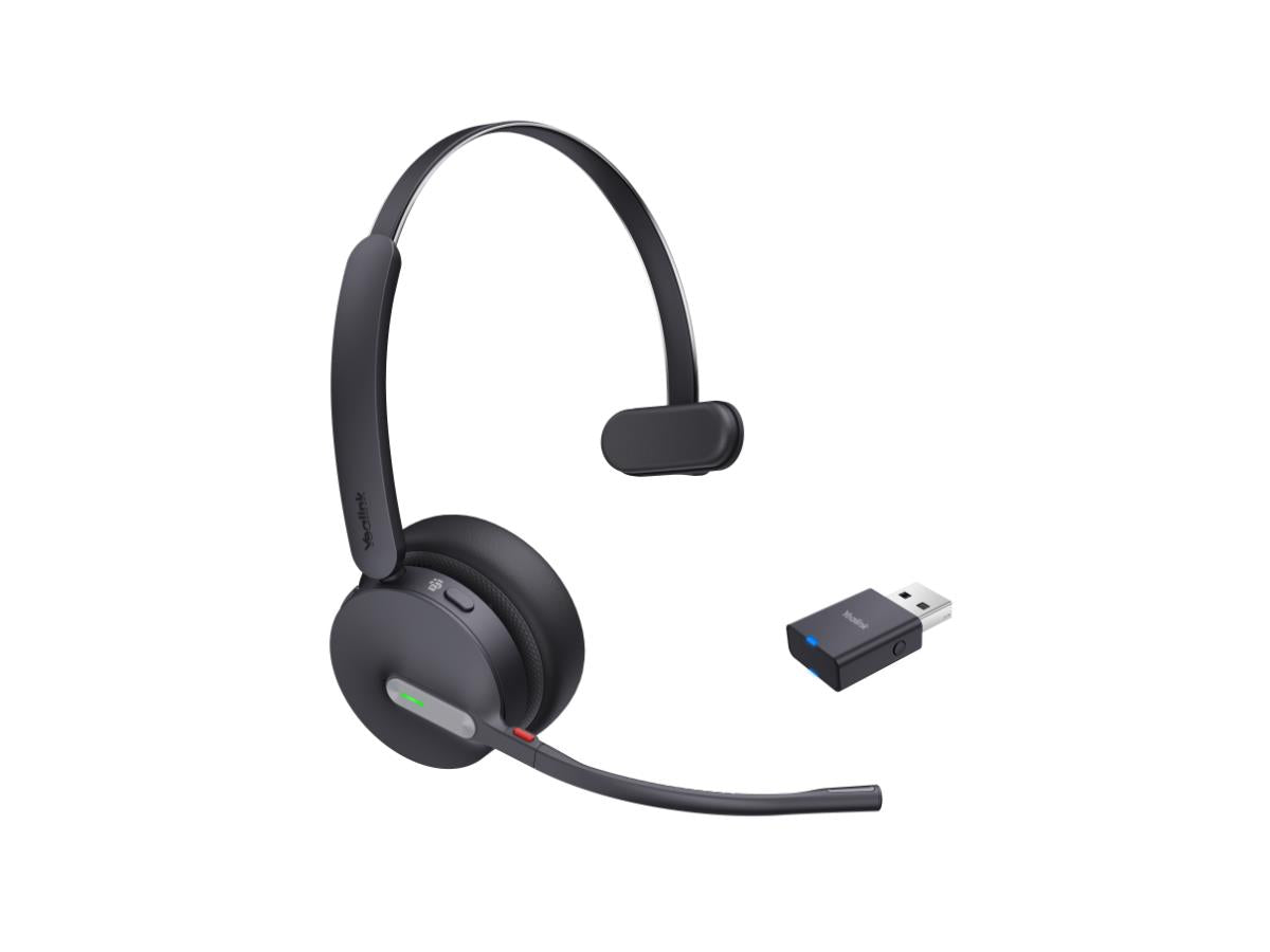 The YEALINK WH64 Hybrid Mono Teams headset delivers exceptional audio for unified communications, featuring DECT and Bluetooth 5.2 hybrid connectivity for increased mobility. With Acoustic Shield Technology 2.0, ultra-long battery life, and an ergonomic on-ear design, it's engineered for optimal comfort and productivity throughout the workday.