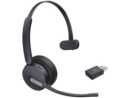 The Yealink WH64 Hybrid Mono UC is a wireless on-ear headset combining DECT and Bluetooth 5.2 technologies. Designed for professionals using UC platforms, it delivers crisp audio with 3 MEMS microphones and up to 32 hours of talk time. With robust security, comfortable all-day wear, wide operating range, and hybrid visual busylight, it is ideal for modern communication workflows.