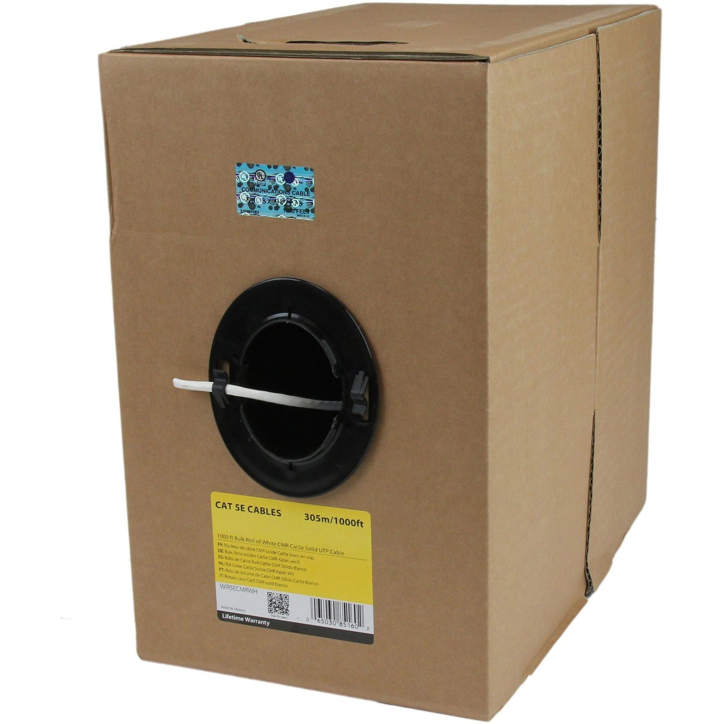 Câble Ethernet StarTech Cat5e CMR 304 m, blanc, UTP solide, 24 AWG