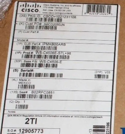 Châssis de commutateur Cisco Catalyst 4506-E, 6 emplacements, montable en rack