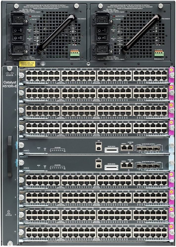 Châssis de commutateur Cisco Catalyst 4510R+E à 10 emplacements, 48 ​​Gbit/s