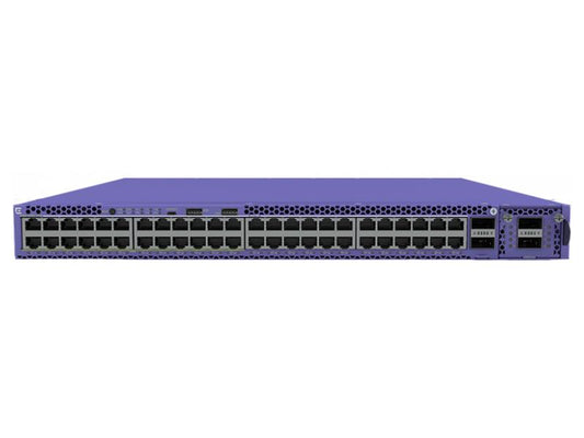 ExtremeSwitching X465 with 48 10/100/1000Mb FDX/HDX MACSEC capable ports 802.3bt Type4 PoE (90W) includes fan modules EXOS Advanced Edge 1 VIM5 slot 2