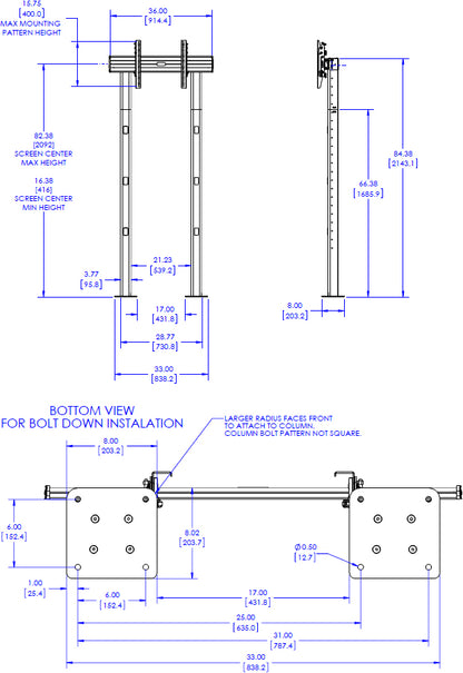 Support de fixation simple CHIEF FUSION XL, orientation portrait