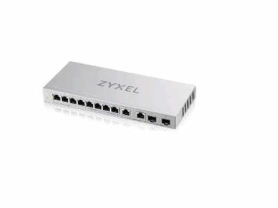 The ZYXEL XGS1010-12 is a high-performance 12-port unmanaged switch featuring 8 Gigabit Ethernet ports, 2 copper 2.5G ports, and 2 1/10G SFP+ slots. This versatile device provides flexible networking speeds for bandwidth-intensive applications, ideal for SMBs upgrading to multi-Gigabit performance. Its plug-and-play design and TAA compliance make it an easy fit for government and enterprise environments.