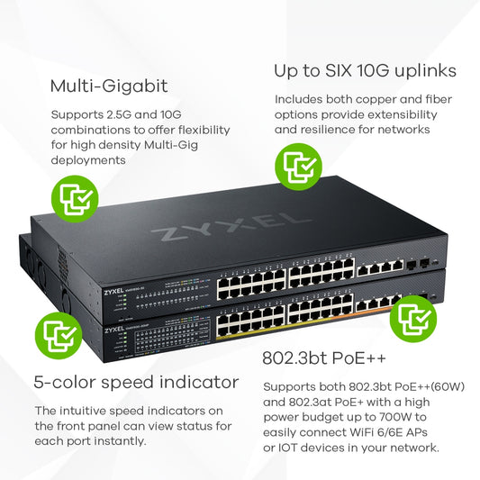ZYXEL XMG1930-30 24-Port 2.5GbE Smart Switch with 4x10GbE & 2 SFP+ Uplinks