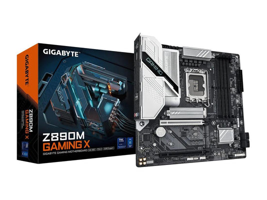 The GIGABYTE Z890M GAMING X is a Micro ATX motherboard designed for Intel Core Ultra processors using the FCLGA1851 socket. Built on the Intel Z890 chipset, it delivers high memory capacity with DDR5 support up to 256 GB and offers integrated graphics compatibility. With fast Realtek 2.5GbE LAN, HDMI and DisplayPort output, and support for PCI-Express devices, it's engineered for performance and connectivity in compact systems.